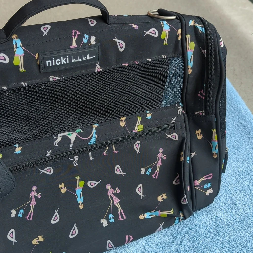 Nicole Miller Pet Carrier Convertible Shoulder Backpack Black Small Dog Cat